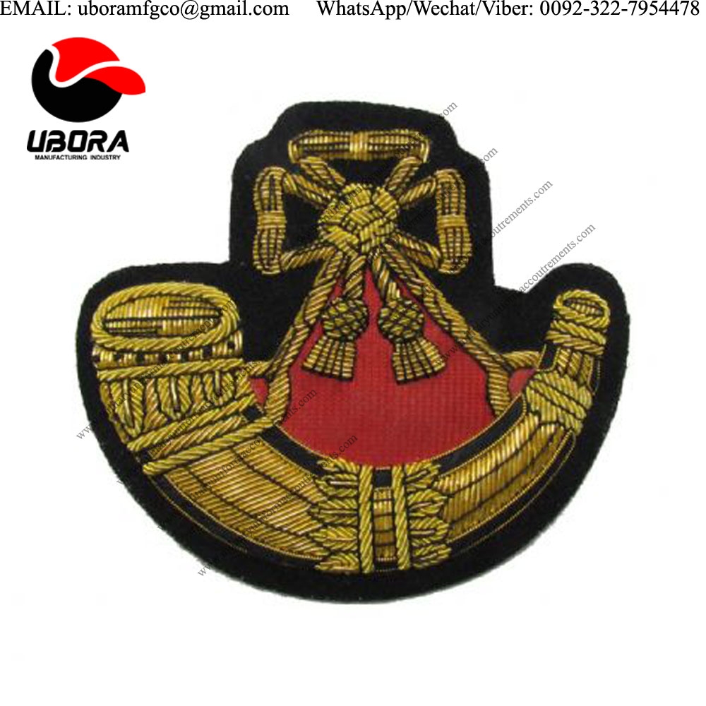 Blazer  badge light infantry embroidered bullion blazer badge gold army military bullion wire 